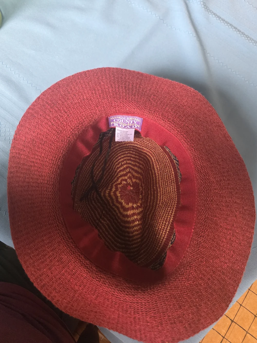 Old County Road Burgundy Woven Bohemian Panama / Fedora Hat OS